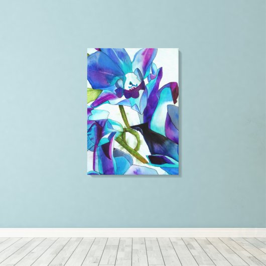 Paarse Singapore Orchid flower waterverf kunst Canvas Afdruk (Insitu (Houten vloer))