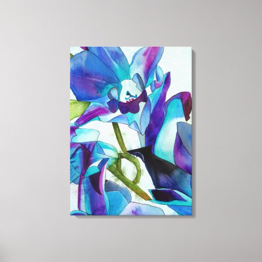 Paarse Singapore Orchid flower waterverf kunst Canvas Afdruk (Voorkant)