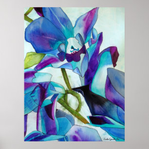 Paarse Singapore Orchid flower waterverf kunst Poster