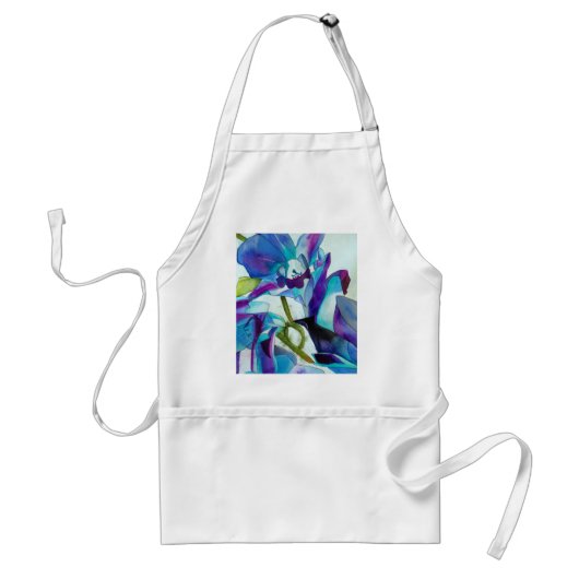 Paarse Singapore Orchid flower waterverf kunst Standaard Schort (Voorkant)