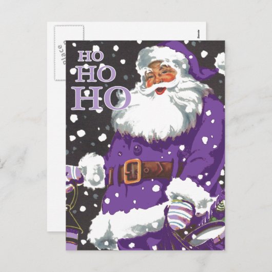 Paarse Sinterklaas Kaart (Voorkant / Achterkant)