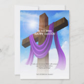 Paarse sjerp op kruis | Cloudscape | Hij is opgest Feestdagenkaart (Voorkant)