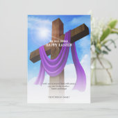 Paarse sjerp op kruis | Cloudscape | Hij is opgest Feestdagenkaart (Staand voorkant)