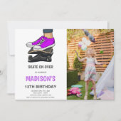 Paarse Skateboards Uitnodigingen met Foto (Voorkant)