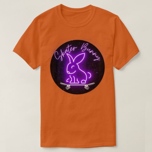 Paarse Skater Bunny op skateboard T-shirt (Design voorkant)