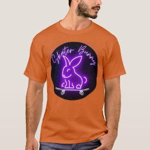 Paarse Skater Bunny op skateboard T-shirt