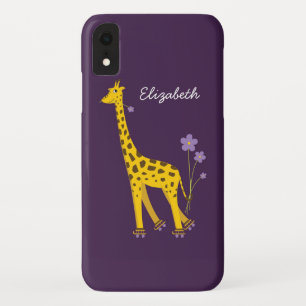 Paarse Skating Funny Cartoon Giraffe gepersonalise Case-Mate iPhone Case