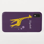 Paarse Skating Funny Cartoon Giraffe gepersonalise Case-Mate iPhone Case (Achterkant (horizontaal))