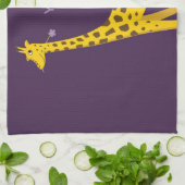 Paarse Skating Funny Giraffe gepersonaliseerd Theedoek (Gevouwen)