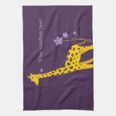Paarse Skating Funny Giraffe gepersonaliseerd Theedoek (Verticaal)