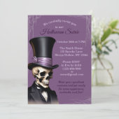 Paarse Skelet Elegant Halloween Kaart (Staand voorkant)