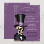 Paarse Skelet Elegant Halloween Kaart (Voorkant / Achterkant)