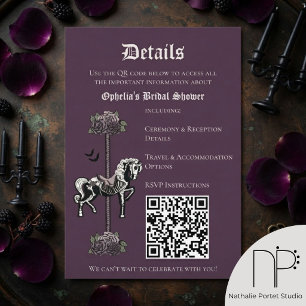 Paarse Skelet Paard QR Details Card Informatiekaartje