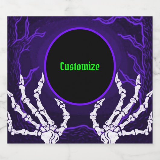 Paarse Skelethanden Bier Etiket (Enkel label)