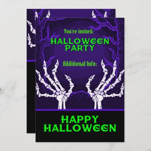 Paarse Skelethanden Kaart (Voorkant / Achterkant)