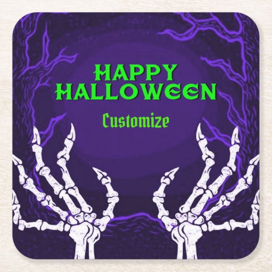 Paarse Skelethanden Kartonnen Onderzetters (Voorkant)