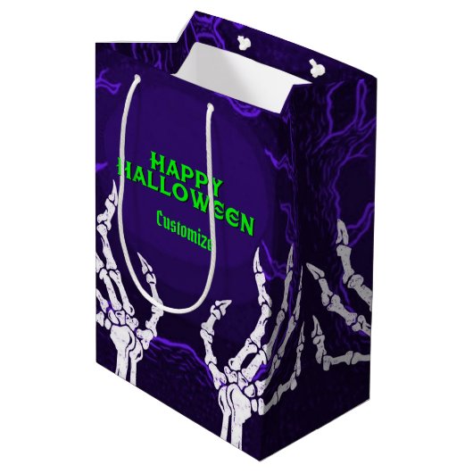 Paarse Skelethanden Medium Cadeauzakje (Achterkant Gekanteld)