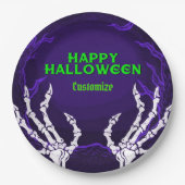 Paarse Skelethanden Papieren Bordje (Voorkant)