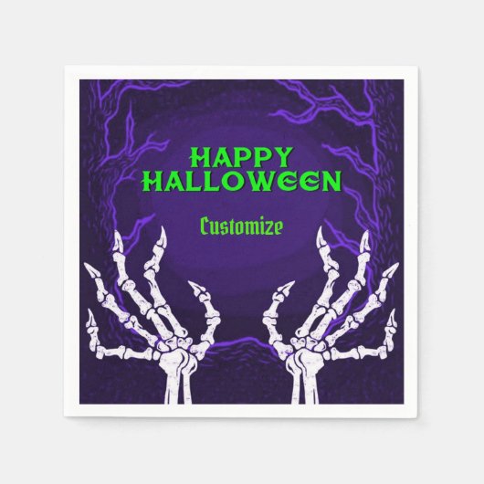 Paarse Skelethanden Servet (Voorkant)