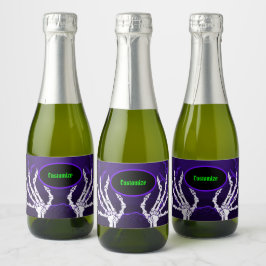 Paarse Skelethanden Sparkling Wijnetiket