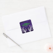 Paarse Skelethanden Vierkante Sticker (Envelop)