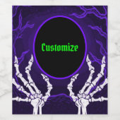 Paarse Skelethanden Wijn Etiket (Enkel label)