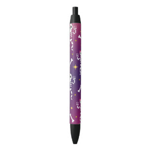 Paarse skeletten Halloween Black Ink Pen