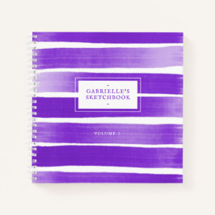 Paarse Sketchbook Stripes gepersonaliseerd tijdsch Notitieboek