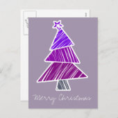 Paarse Sketchy Christmas Tree Briefkaart (Voorkant / Achterkant)