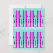 Paarse skis op blauw notitiekaartje (Voorkant)