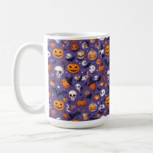 Paarse Skull & Pumpkin Festival Patroon Mok