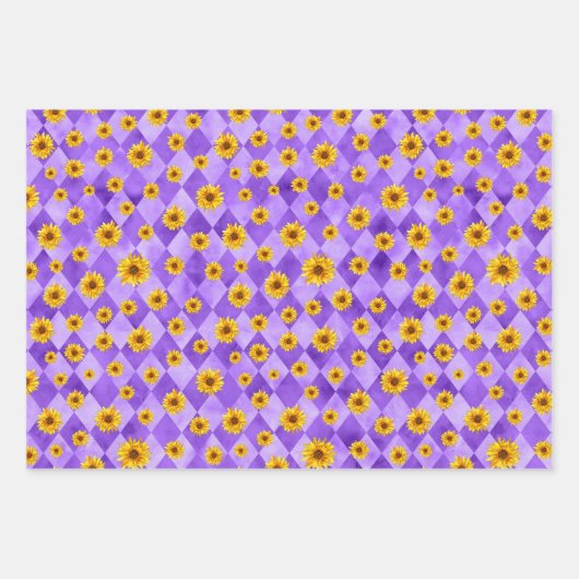 Paarse Skulls en Sunflower Series Design 10 Inpakpapier Vel (Voorkant 2)