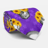 Paarse Skulls en Sunflower Series Design 10 Stropdas (Opgerold)