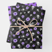 Paarse Skulls en Sunflower Series Design 9 Inpakpapier Vel (In situ)