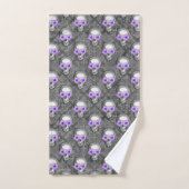 Paarse Skulls en zonnebloemserie Design 3 Bad Handdoek (Handdoek)
