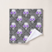 Paarse Skulls en zonnebloemserie Design 3 Bad Handdoek (Wasdoekje)