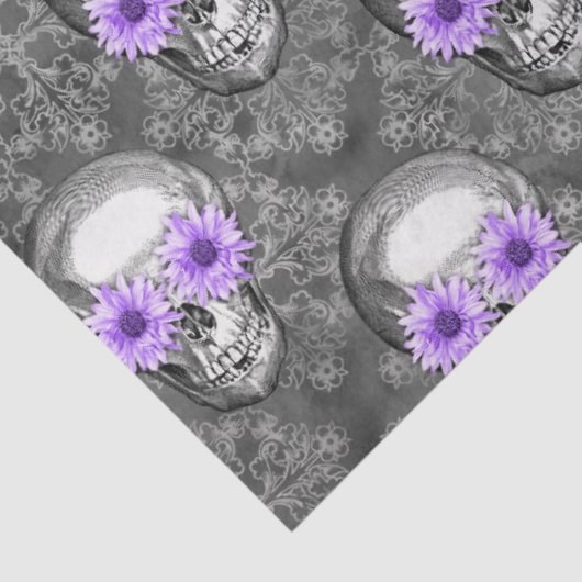 Paarse Skulls en zonnebloemserie Design 3 Tissuepapier (Detail)