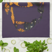 Paarse Skulls Wings of Butterflys Theedoek (Gevouwen)