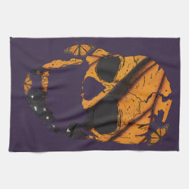 Paarse Skulls Wings of Butterflys Theedoek