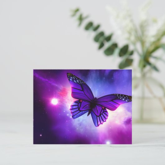 Paarse sky Butterfly Briefkaart (Staand voorkant)
