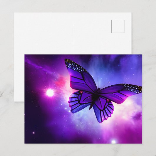 Paarse sky Butterfly Briefkaart (Voorkant / Achterkant)