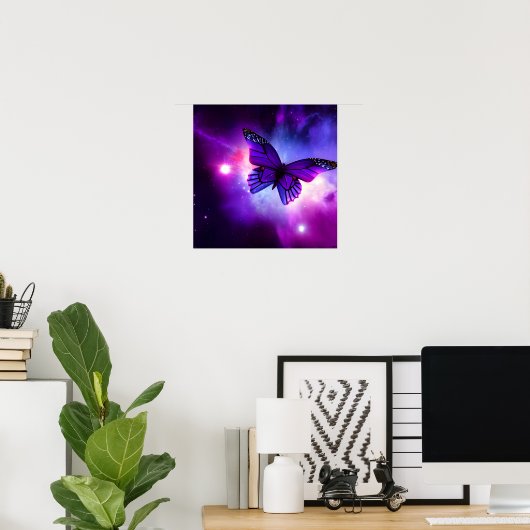 Paarse sky Butterfly Poster (Thuiskantoor)