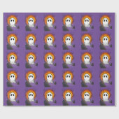 Paarse Sky Sinaasappel Moon Ghost op het kerkhof Cadeaupapier (Vlak)