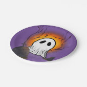 Paarse Sky Sinaasappel Moon Ghost op het kerkhof Papieren Bordje (Gekanteld)