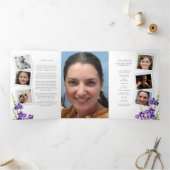 Paarse skybloem drieluik uitnodiging (Binnen)