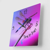 *'Paarse Skye Dragonfly' ontwerp Vierkante Klok (Hoek)