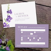 Paarse Skyflower waterverf Maaltijdopties Bruiloft RSVP Kaartje