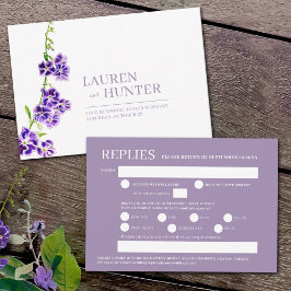 Paarse Skyflower waterverf Maaltijdopties Bruiloft RSVP Kaartje