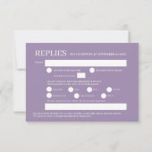 Paarse Skyflower waterverf Maaltijdopties Bruiloft RSVP Kaartje (Achterkant)