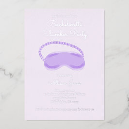 Paarse Slaapmasker Bachelorette Slumber Party Folie Uitnodiging